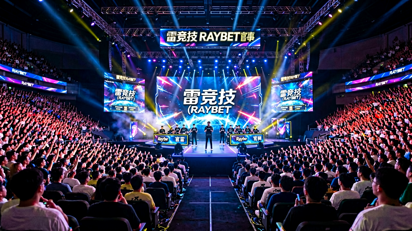 雷竞技电竞赛事现场全景，舞台灯光与观众席